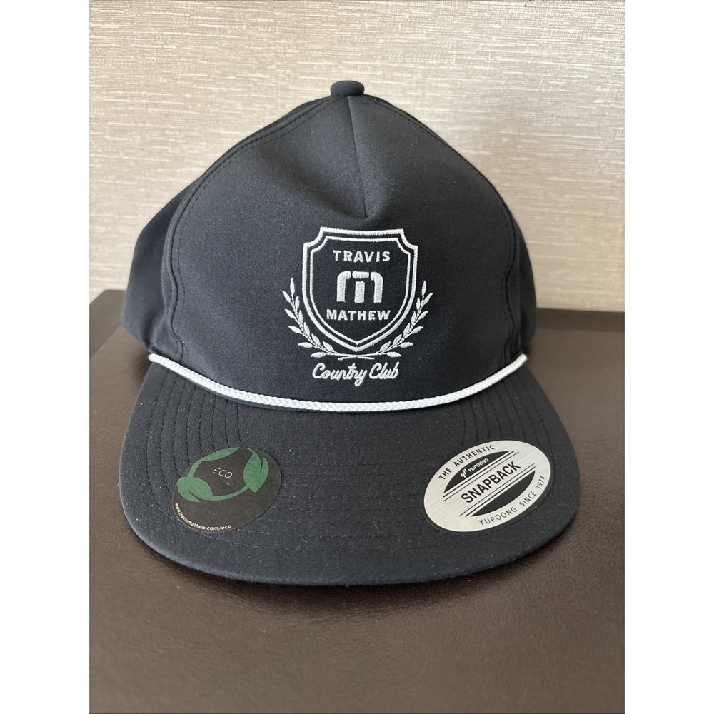 Travis Mathew Mens Cap Country Club Golf Hat Black SnapBack Adjustable Rope Bill